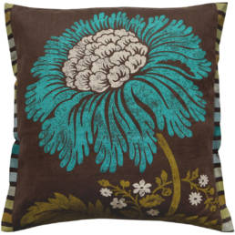 Stylish Bold Aqua Flower Silk Cushion front 12 - Wolves and Lions