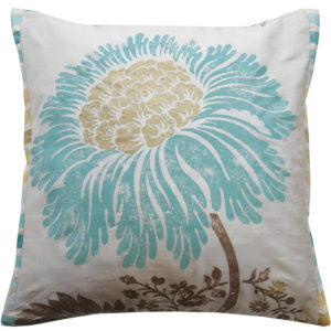 Stylish Bold Teal Flower Silk Cushion front 20 - Wolves and Lions