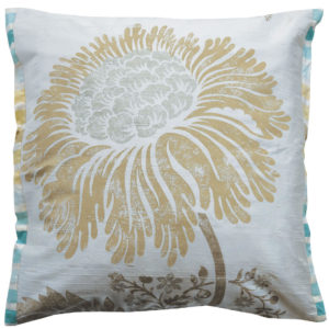 Stylish Bold Teal Flower Silk Cushion front 21 - Wolves and Lions