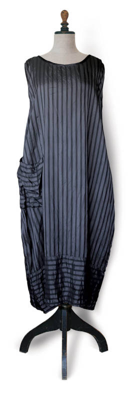 Grey black striped Maxi Dress front 01 - Wolves and Lions