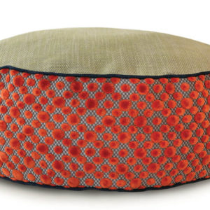 Small Dog Bed – Orange Dot Velvet front - 08 - Wolves and Lions